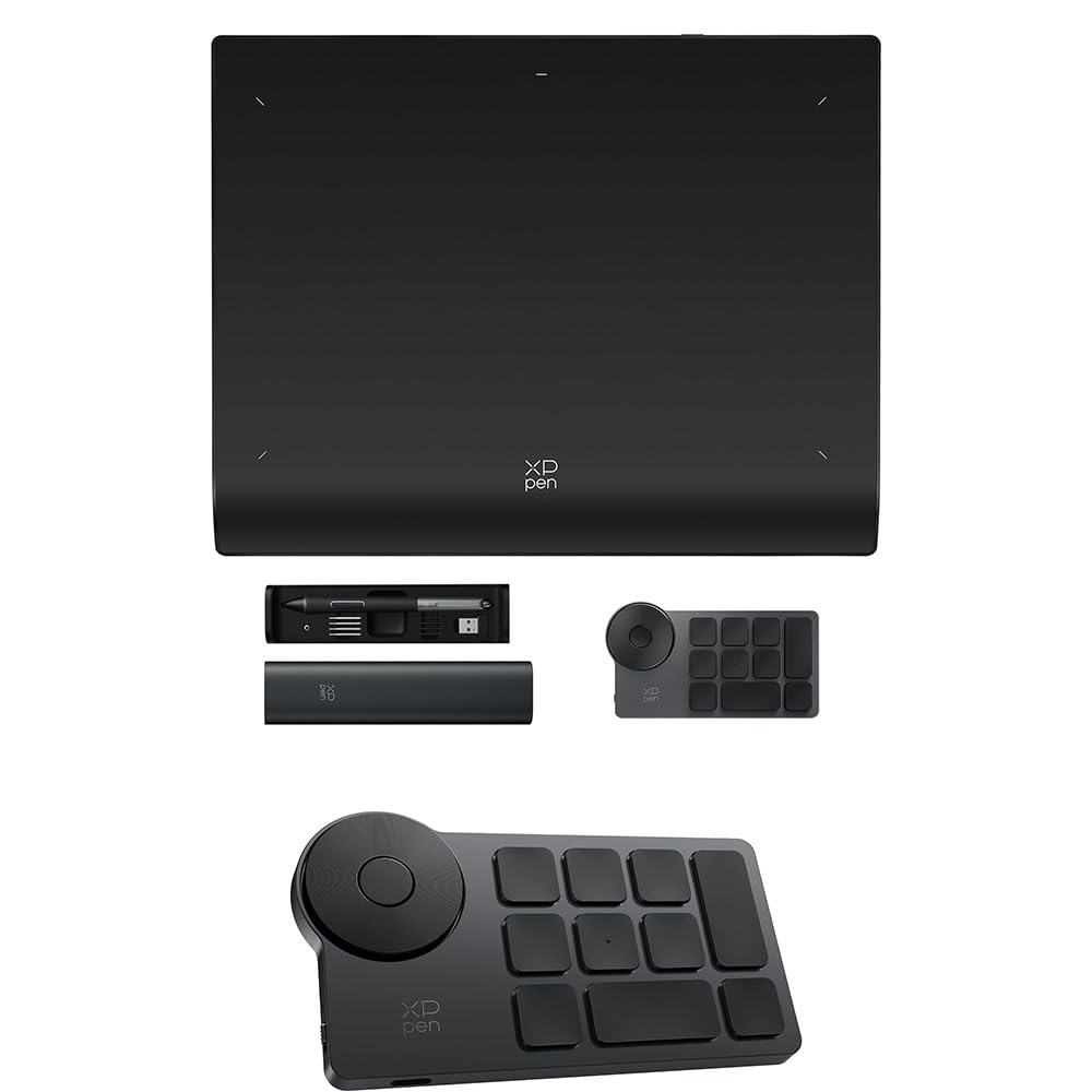 XPPen Wireless Drawing Tablet Deco Pro LW 2nd, 11 Inch Bluetooth Computer Graphics Tablet with X3 Pro Stylus XPPen Mini Keydial ACK05 Wireless Shortcut Keyboard