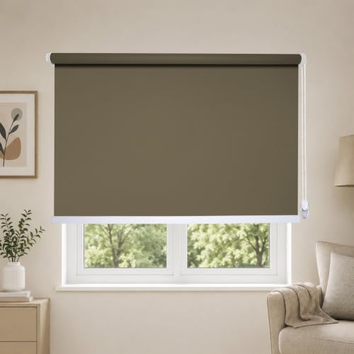 Image of 100% Blackout Roller Blind for Windows|Room Darkening & Privacy Protection Window Shade Blinds|Home, Bedroom, Living Room & Office|Taupe Brown, 3X9 Feet, Pack of 1