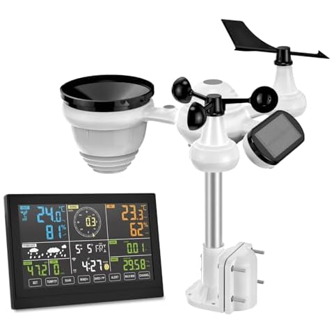 WerkWeit Weather Station Wireless 7-in-1 Weather Station with Rain Gauge Outdoor Indoor Outdoor Thermometer, Accurate Forecasting, Air Pressure, Humidity, Wind Gauge, Moon Phase and Alarm Clock. Cover