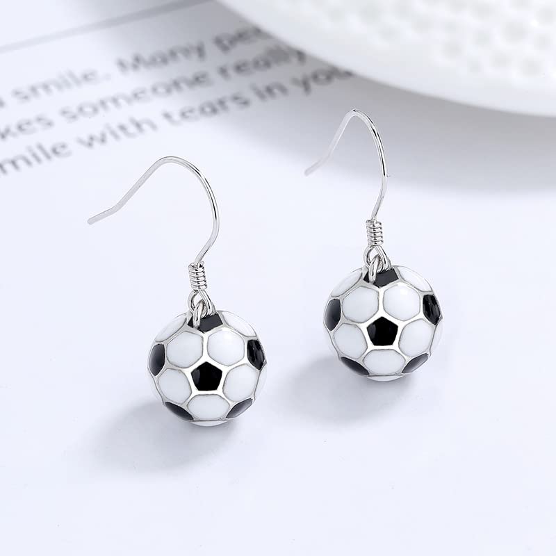 Pendientes de fútbol de plata S925 con colgante elegante 3