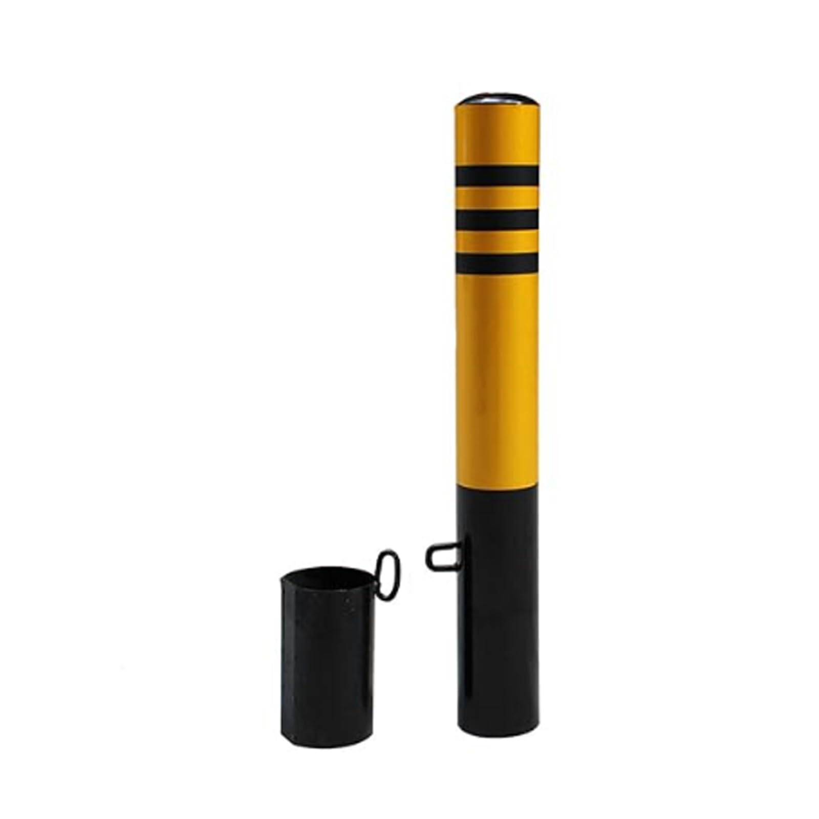 Aioneer Removable Steel Traffic Bollard Post - 60Cm Yellow Safety Barrier For Parking, Driveways & Road Protection - Easy Install Embedment Sleeve 75Cm/29.5In-Yellow (1pcs)-75cm/29.5in