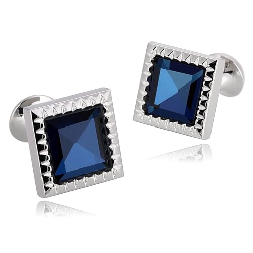 Gemelos de boda azul cuadrado para trajes de esmoquin masculinos