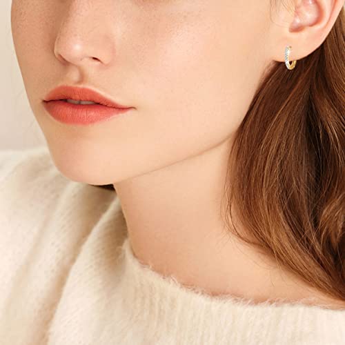 Richapex 18K Crystal Heart Hoop Earrings for Women with Locket Design, White Crystal Cubic Zirconia Dangling Earrings Fine Jewelry Gifts for Her3