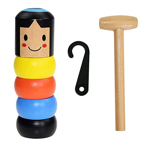 Unbreakable Wooden Man Magic Toy, Little Wooden Man Magic Toy, Funny Wooden Magic Toy Stubborn Tumbler Toys Magic Stubborn Wood Man Toy Interesting Magic Toy for Teens Adults 14+