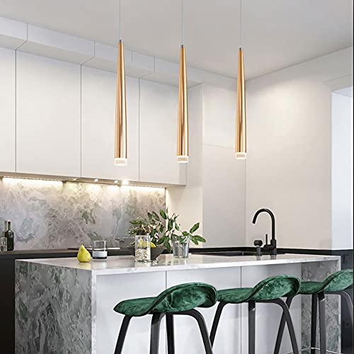 Lámpara de araña LED moderna sobre isla de cocina y mesa de comedor dorada 6