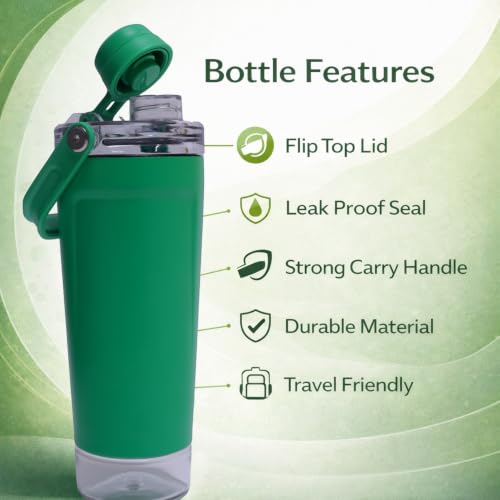 Image of Stainless Steel Leakproof Protein Shaker & Sports Bottle | Green | 600ml