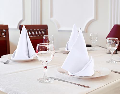 Utopia Kitchen Stoffservietten [12er Pack, Weiß] 50x50 cm Waschbare Tischservietten für Hotel, Mittagessen, Restaurant, Hochzeiten, Veranstaltungen und Partys