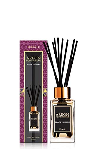Areon PSM05 Home Luxury Mosaic Perfume Reed Diffuser + 10 Rattan Reeds, Black Fougere 85ml