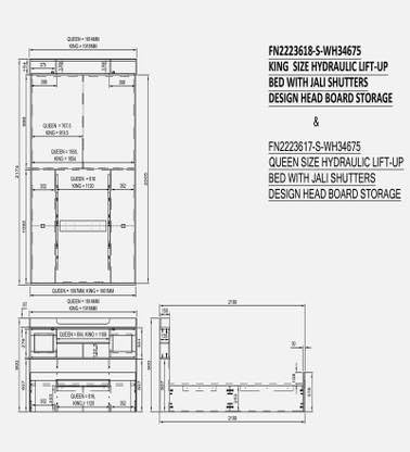 Image of Mintwud Pepperfry Engineered Wood Queen Size Bed with Hydraulic and Headboard Storage for Bedroom Living Room | Wooden Double Bed Cot Palang Furniture (Wenge Finish)
