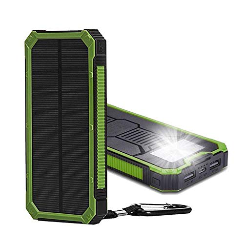 Cargador solar 20000mAh Banco de energía solar portátil con cargador dual USB Banco de energía solar Compatible con la mayoría de los teléfonos(Negro)