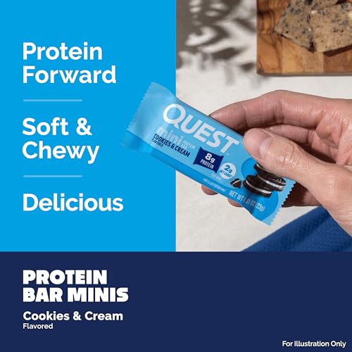 Image of Quest Nutrition Mini Cookies & Cream Protein Bars, 8g Protein, 1g Sugar, 2g Net Carbs, Gluten Free, 14 Count