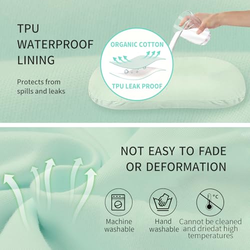 Image of Pucmaoci Organic Waterproof Baby Lounger Cover | 100% Organic Cotton | Removable With Waterproof Liner | Machine Washable and Dry (Green)