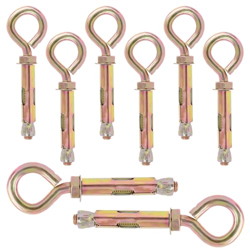 Image of Swpeet 8Pcs M10 Thread Wall Concrete Brick Expansion Screws Closed Anchor Hook, Expansion Eyebolt Screws Bolts, Heavy-Duty Expansion Bolts with Eye Ring, Sleeve Anchor, Expansion Hooks
