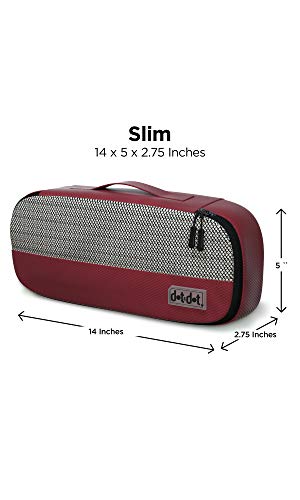 Image of Dot&Dot Slim Packing Cubes for Travel 5pc Set - Narrow Suitcase Luggage Organizer Bags - Thin Travel Essentials for Backpacks - Lightweight Packing Organizers (Non-Compression)