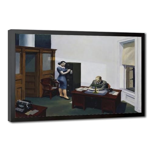 Cadre à suspendre Edward Hopper Office at Night : sublimez vos murs de bureau vides