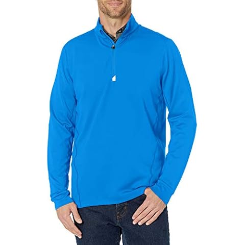 Cutter & Buck Men's Drytec 50+ UPF Double Knit Traverse Stripe Half Zip Pullover Sweater, Digital, 3X-Large Cover
