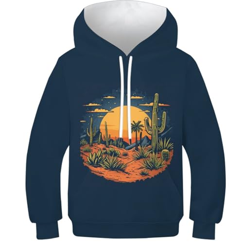 Sweat à capuche cactus 3D pullover enfants 9-11Y manches longues