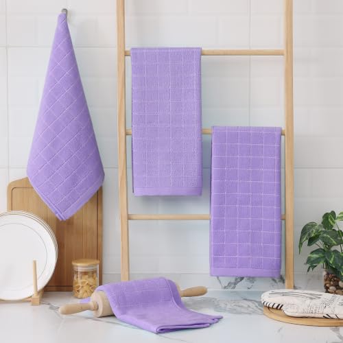 Image of Homaxy 100% Cotton Terry Kitchen Towels, 4 Pack, Lavender
