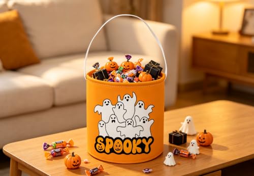 Image of Halloween Basket Ghost Storage Bins Gift Basket (Yellow Ghost)