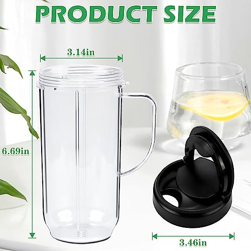 22Oz Magic Bullet Blender Cups Replacement Parts -𝗙𝗼𝗼𝗱 𝗚𝗿𝗮𝗱𝗲 𝗠𝗮𝘁𝗲𝗿𝗶𝗮𝗹 -With Flip Top To-Go Lid And Handle For Magic Bullet 250W Mb1001 Blender Accessories(2 Pack) #TOP1