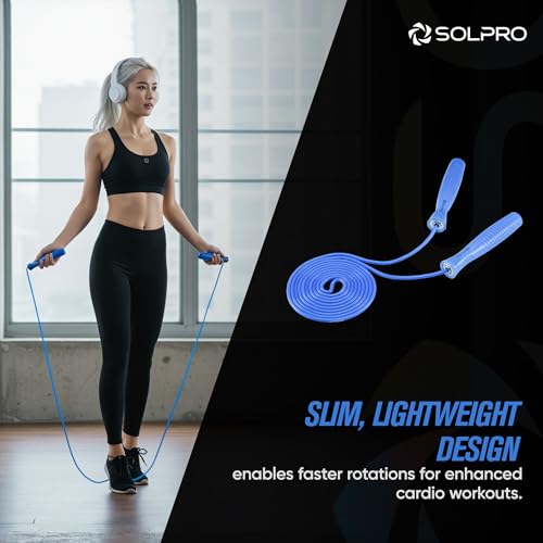 Image of Solpro Ascend Adjustable Jump Rope Skipping Rope for Men, Women, Kids, Athletes | Unisex, Tangle-Free, Non-Slip, Durable | Ideal for Fitness, Cardio, Agility & Gym Workouts