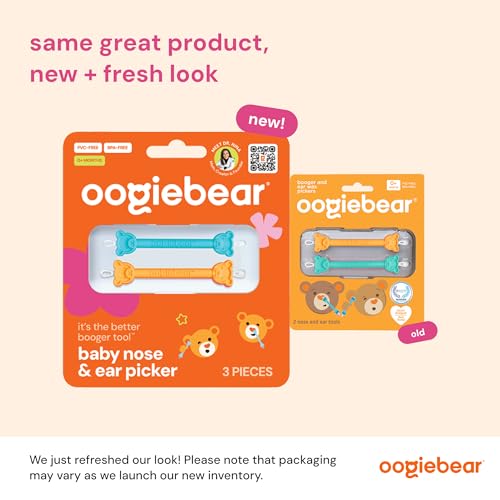 Image of oogiebear: Baby Nose Cleaner & Ear Wax Removal Tool - Safe Booger & Earwax Removal for Newborns, Infants, Toddlers - Dual-Ended - Essential Baby Stuff, Diaper Bag Must-Have, Orange & Seafoam with case