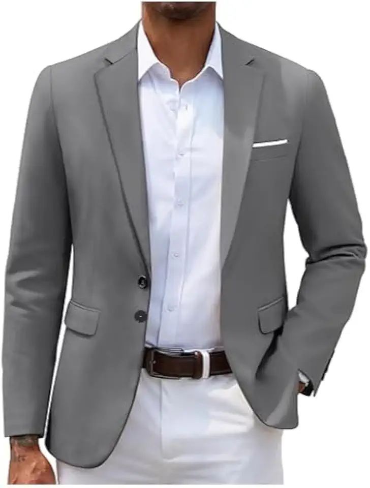 Blazer Masculino Slim Fit Italiano, Terno Social Moderno, Blazer Esportivo Versátil e Confortável para Homens, Modelagem Elegante (Cinza Chumbo,PPP)