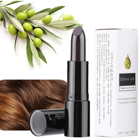Hair Dye Pen, Hair Color Pen Temporary Lipstick Hair Dye Coloring White Hair Cover DIY Makeup Stick 3 Colors, Lipstick Tube Fast Coloring Hair Cover Pen(Dark Brown) Cover