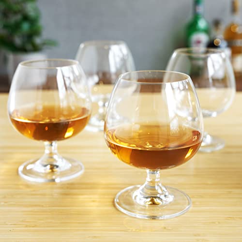 Image of True Brandy Bourbon Whiskey Cognac Scotch Drinking Glasses, Superb Lead-Free Crystal Snifter Glass for Cocktail Party Dishwasher Safe, 14 oz, Set of 4