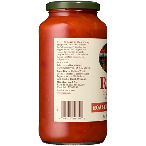 Image of Rao's Homemade Roasted Red Pepper Pasta Sauce, 24 oz, Tomato Sauce, All Purpose, Keto Friendly, Premium Quality, Tomatoes from Italy and Red Peppers (Pack of 2)
