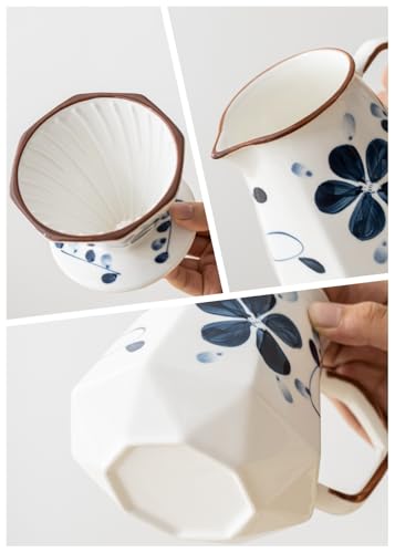 Image of Pour Over Coffee Maker,Ceramic Coffee Maker With 40 pcs Paper Filter,20oz /600ml Pour Over Coffee Dripper (Blue and white)