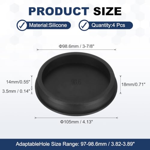 Image of MECCANIXITY 4pcs T-Shaped Silicone Plugs 98.6mm 3-7 /8 inchDia Snap in Plug