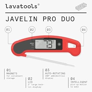 Lavatoolsjavelinproduoultrafast1secondprofessionaldigitalinstantreadmeatthermometerforgrillandcookingautorotatingbacklitdisplayip65waterresistantnsfcertifiedsambal Urban Country Home Decor Lavatools javelin pro duo ultra fast 1 second professional digital instant read meat thermometer for grill and cooking auto rotating backlit display ip65 water resistant nsf certifiedsambal urban country home decor