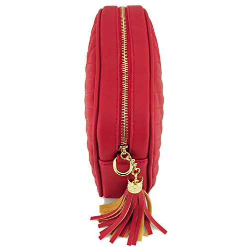 Image of Simple Shoulder Crossbody Bag With Metal Chain Strap And Tassel Top Zipper