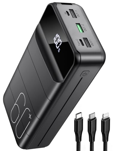 PDBEST 60000mAh Power Bank mit 22,5 W 3 in 1 Kabel Schnellladen Powerbank – Ansicht 1