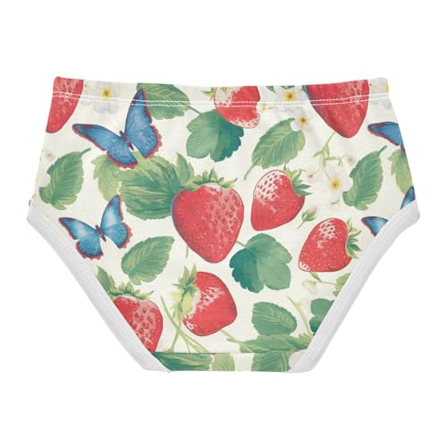 Wusikd Strawberries Leaves Girls' Underwear Cotton Butterflies Girls Briefs Soft Toddler Underwear 2T2