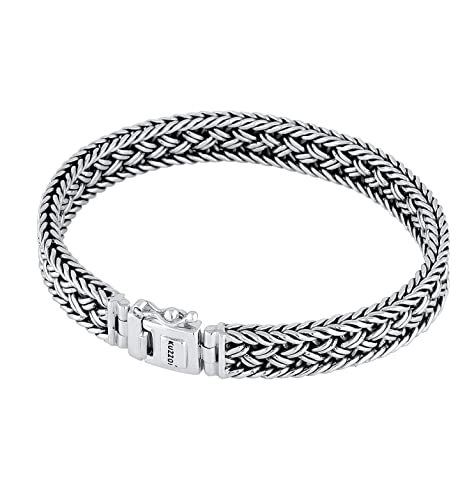kuzzoi 925 Sterling Silver Byzantine Bracelet for Men, Length 6,69 inch - 8,27 inch, Width 0,39 inch, 1.41 oz2