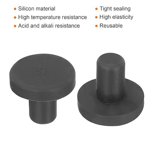Image of uxcell High Temp Silicone Plug Mount Dia 5mm /0.19 inch T Shaped Solid Rubber Stopper Hole Plugs for Powder Coating Plating Waterproof Plugs Sealing Plugs Black Pack of 20(OD 12mm)
