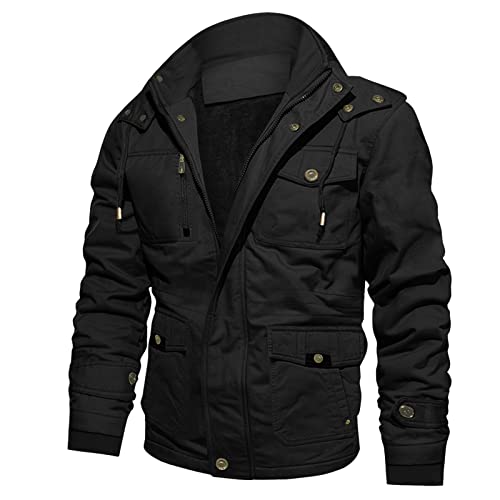 Veste longue rembourrée en velours Young Way pour homme noir XXXXL vêtement chaud hiver - 4