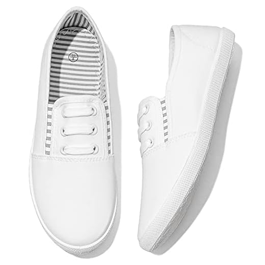 Tênis feminino de lona, sem cadarço, casual, sem cadarço, para caminhada, tênis feminino, sem salto, antiderrapante, para trabalho, Branco, 6