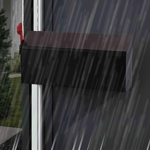 Image of Black Wall-Mounted Mailbox | Security Wall Mailbox, Waterproof, Iron, Vertical Delivery, Outdoor