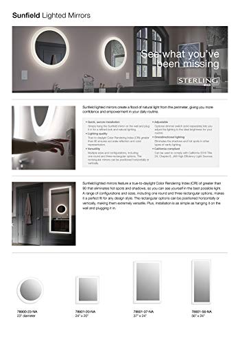 Lighted Bathroom Vanity Mirror From Sterling By Kohler, Sunfield Collection, Frameless Rectangular Led Lighted Mirror, 78901-37-Na #TOP2