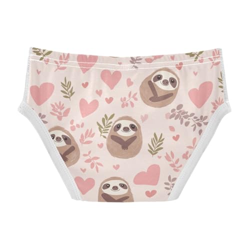 Wusikd Cute Cartoon Sloths Boys' Underwear Cotton Pink Hearts Boys Briefs Soft Toddler Underwear 2T2