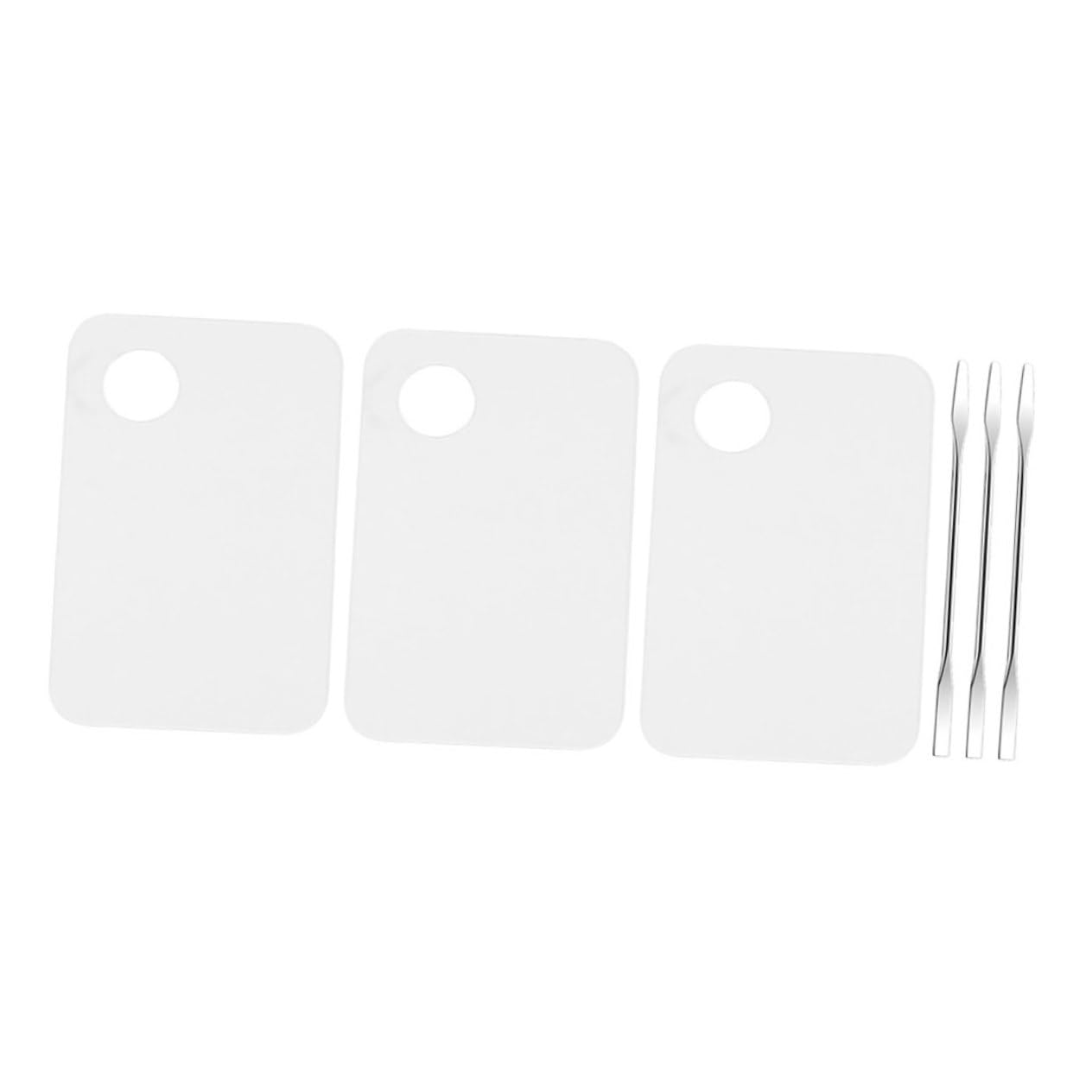 Beatifufu 3 Pack Acrylic Makeup Mixing Palette Set Spatula Tool Nail Art Cosmetics Palettes 6pc Square Non-textured for Professional Home Use