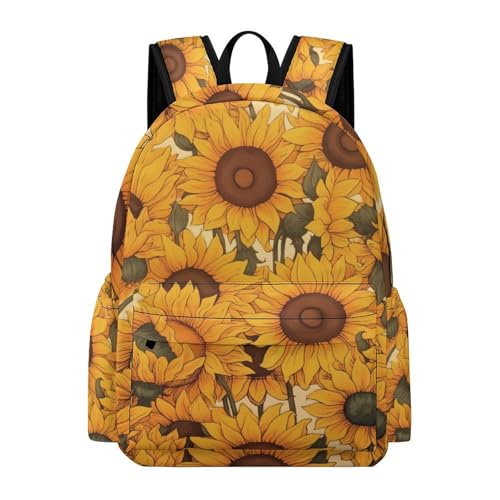 Sunflowers Backpack 17 Inch Cartoon Sunflowers Backpack Large Capacity Daily Commuter