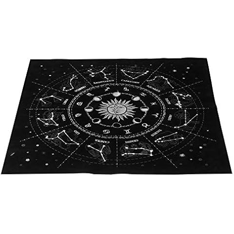 jojofuny Altar Tarot Tischdecke 12 Konstellation Pentagramm Tapisserie Astrologie Divination Karte Tuch Tisch Läufer Tischset Cover