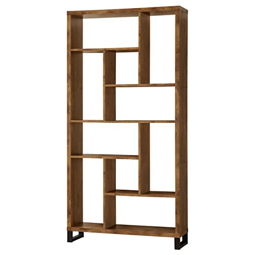 Coaster Home Furnishings Delwin 10-Shelf Bookcase Antique Nutmeg #TOP3