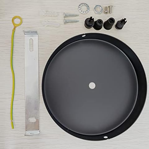 Chrasy Ceiling Rose Pendant Cable Grip Flex Clamp Metal Plate for Light Fitting Black Color Hanging Lamp Ceiling Cover Accesories (15CM) Cover