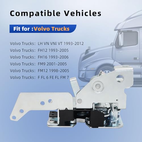Image of Door Lock Latch Assy Compatible with Volvo Truck LH VN VNl VT 1993-2012 FM9 2001-2005 FM12 1998-2005 FH12 1993-2005 FH16 1993-2006 Replace 20588326 8143653 (Passenger Side)
