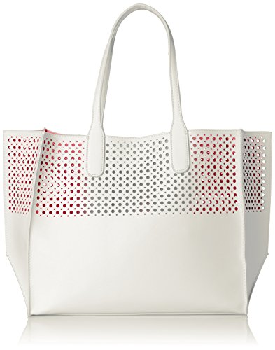 Emilie M. La Mar Perforated Tote, White/Melon, One Size